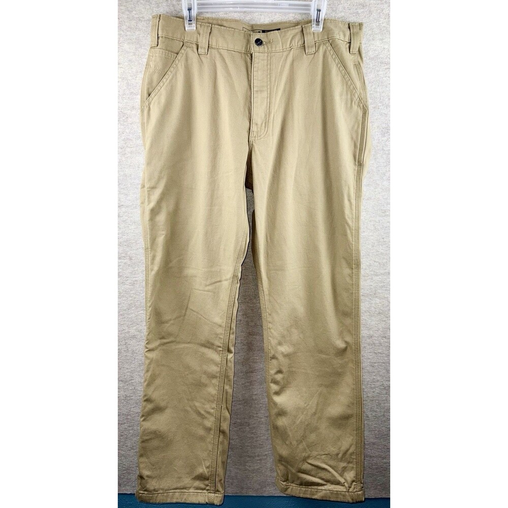 Carhartt Rugged Flex Knit-Lined Relaxed Straight Canvas Pants Beige 36x32 NWT - Picture 2 of 12